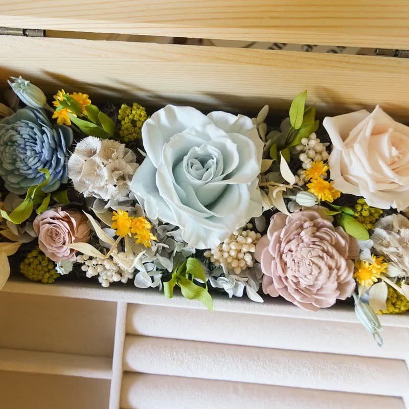 永生花大珠寶盒-淺粉藍