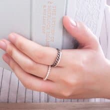 圓線戒+麻花戒雙件組 純銀戒指