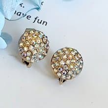 vintage jewelry  古典小極光滿鑲半圓 夾式耳環