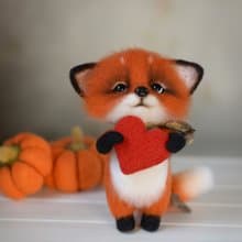 狐狸 聖誕交換禮物 狐狸 Needle felted fox sculpture, forest animal toy