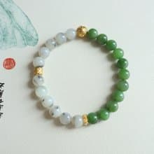 天然和田玉手鏈碧玉青花半山半水和田玉手鏈 平安喜樂順遂無憂