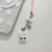 Square Rabbit Mini Beads Keyring