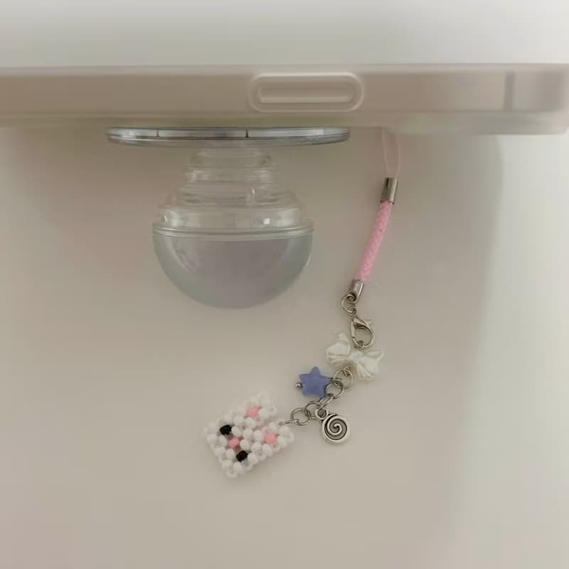 Square Rabbit Mini Beads Keyring