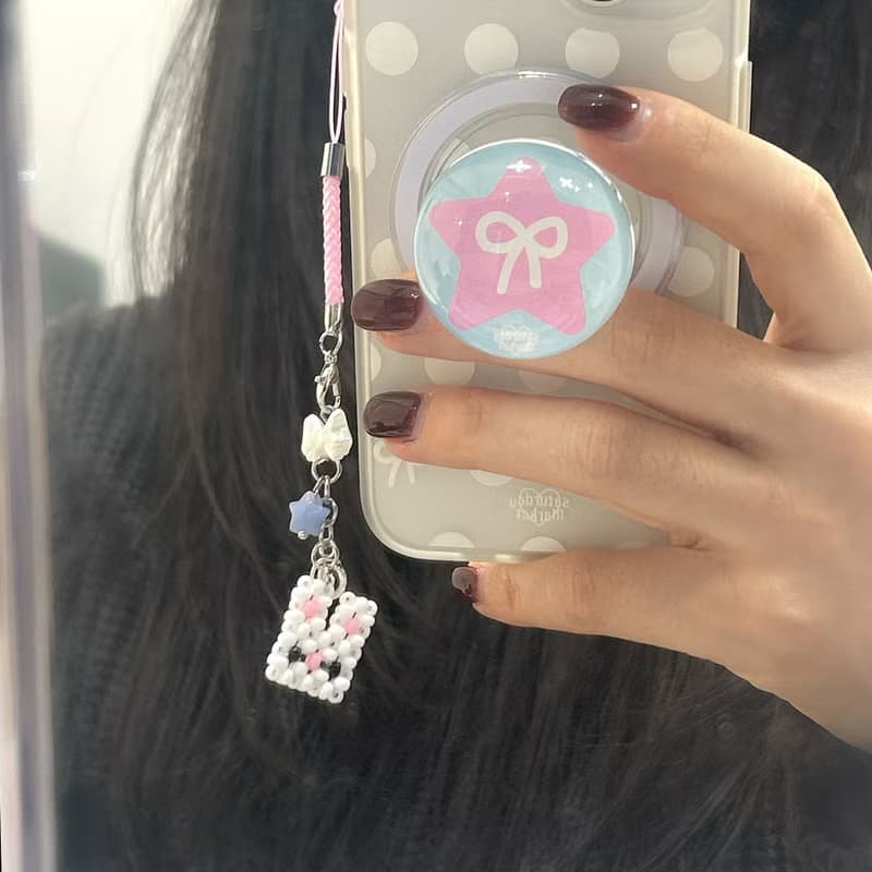 Square Rabbit Mini Beads Keyring