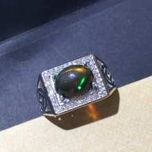 Black Opal Ring, Black Opal Men Ring, Natural Opal, Genuine Opal, Silver Ring