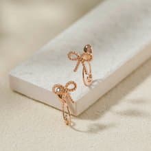 petit ribbon loop-fit earring PG　ループフィットイヤリング　ミニリボン 　ピンクゴールド