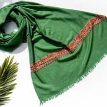 喀什米爾Cashmere 刺繡羊絨圍巾 純羊毛圍巾披巾 戒指絨披肩-花朵
