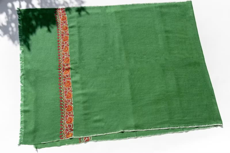 喀什米爾Cashmere 刺繡羊絨圍巾 純羊毛圍巾披巾 戒指絨披肩-花朵