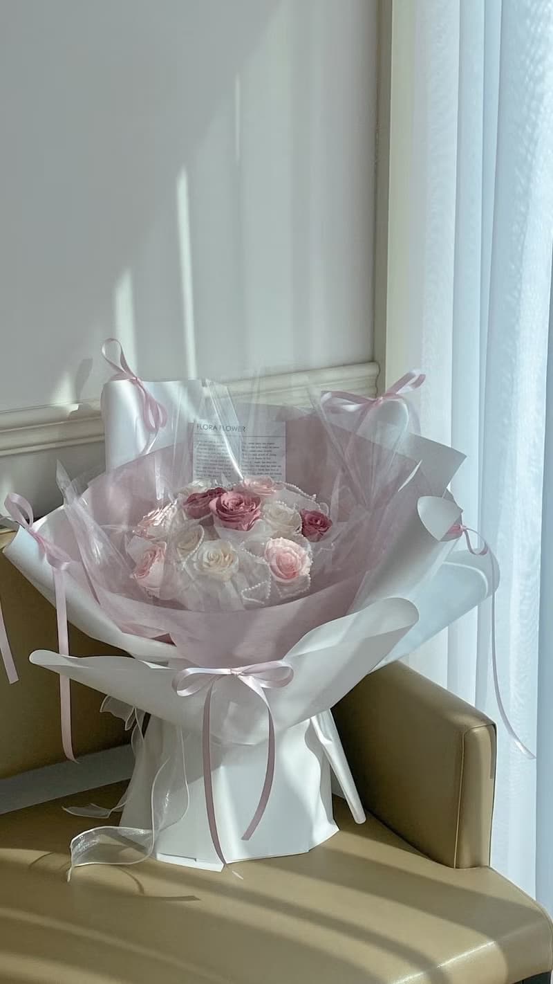 Flora Flower 永生花花束—浪漫芭蕾粉