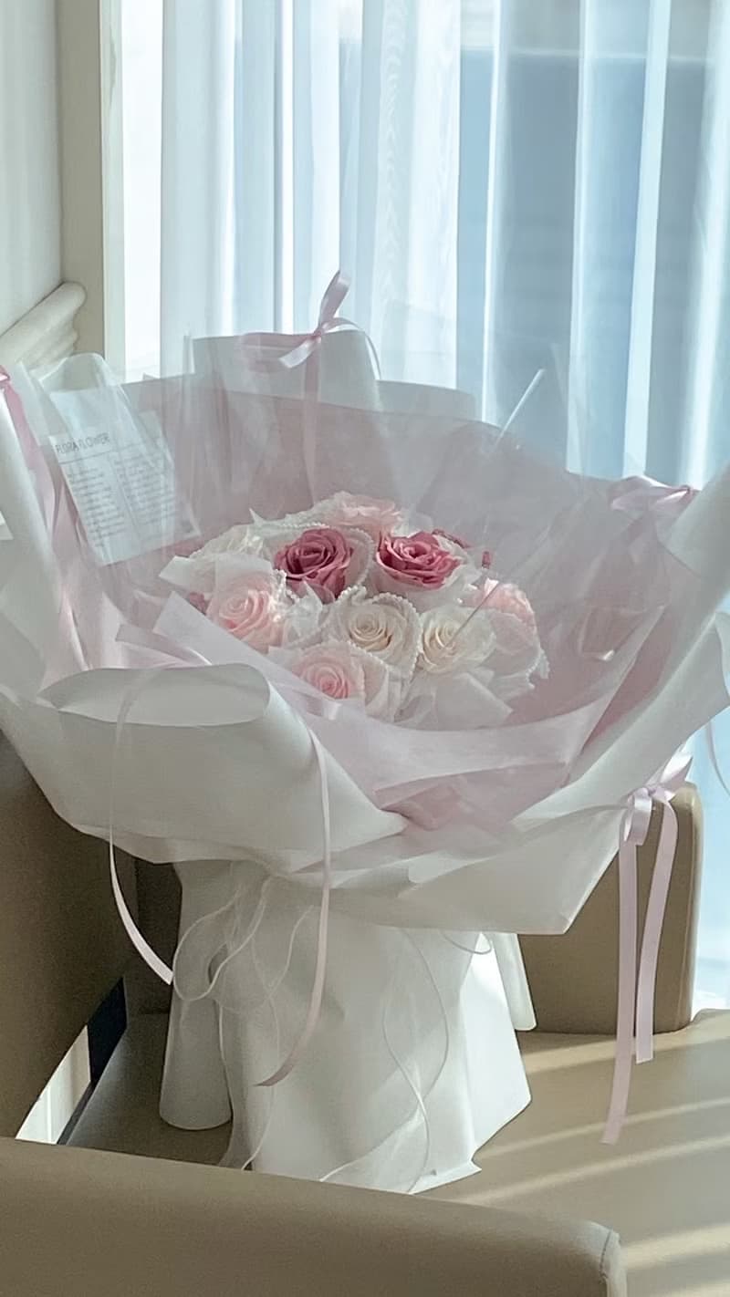 Flora Flower 永生花花束—浪漫芭蕾粉