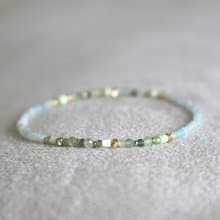 手環 橄欖石 葡萄石 天河石 - 笑眯眯 -