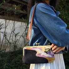 雲鶴 側背手機長夾 吻鎖口金包包證件夾 長銀包 斜背