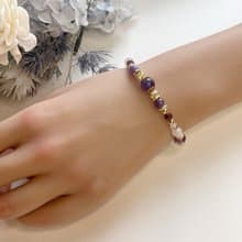 開運招財 紫水晶 粉晶 紅石榴石 天然水晶手鏈