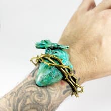 Green Patina Heart of Thorns Bracelet Bangle. Available in 4 Colourways.