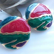 Vintage Jewelry 西洋古董飾品 撞色 復古 針式耳環