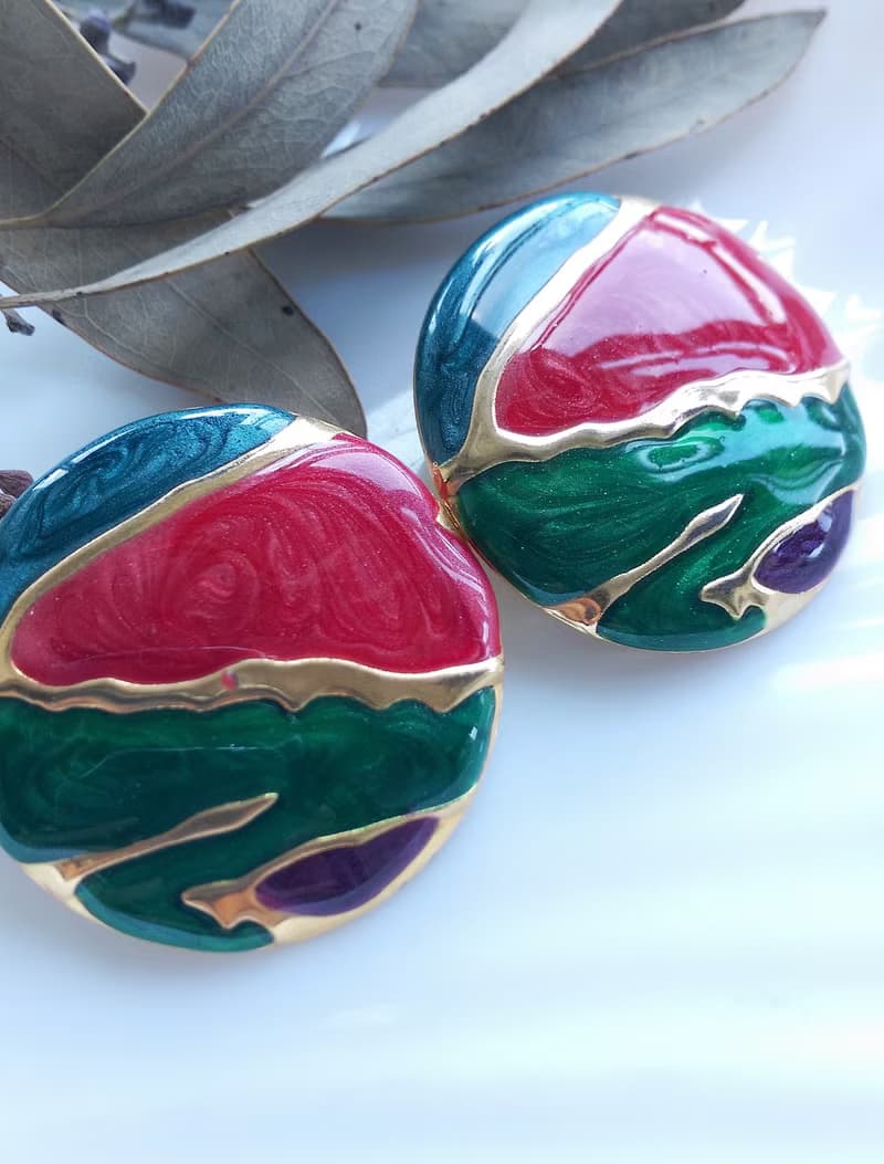 Vintage Jewelry 西洋古董飾品 撞色 復古 針式耳環