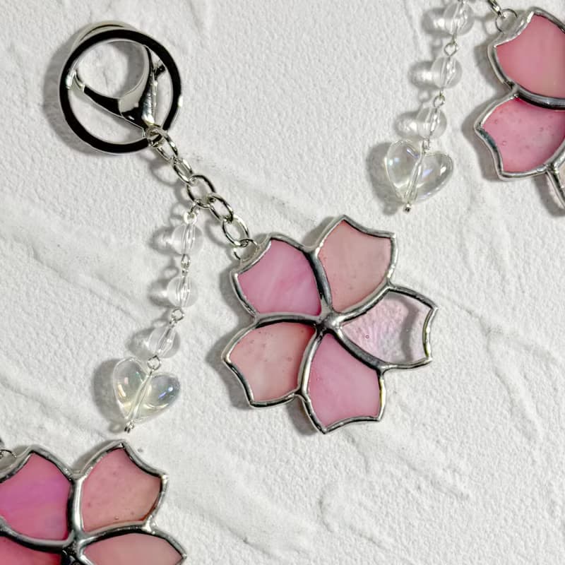 Cherry blossoms Key Ring, Stained glass Keychains, Bag decor, Birthday Gifts