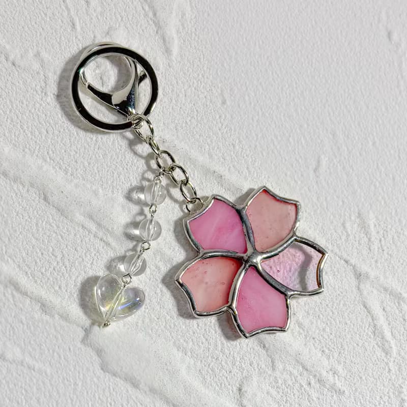 Cherry blossoms Key Ring, Stained glass Keychains, Bag decor, Birthday Gifts