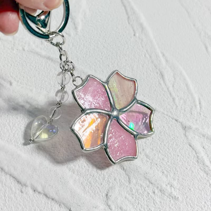 Cherry blossoms Key Ring, Stained glass Keychains, Bag decor, Birthday Gifts