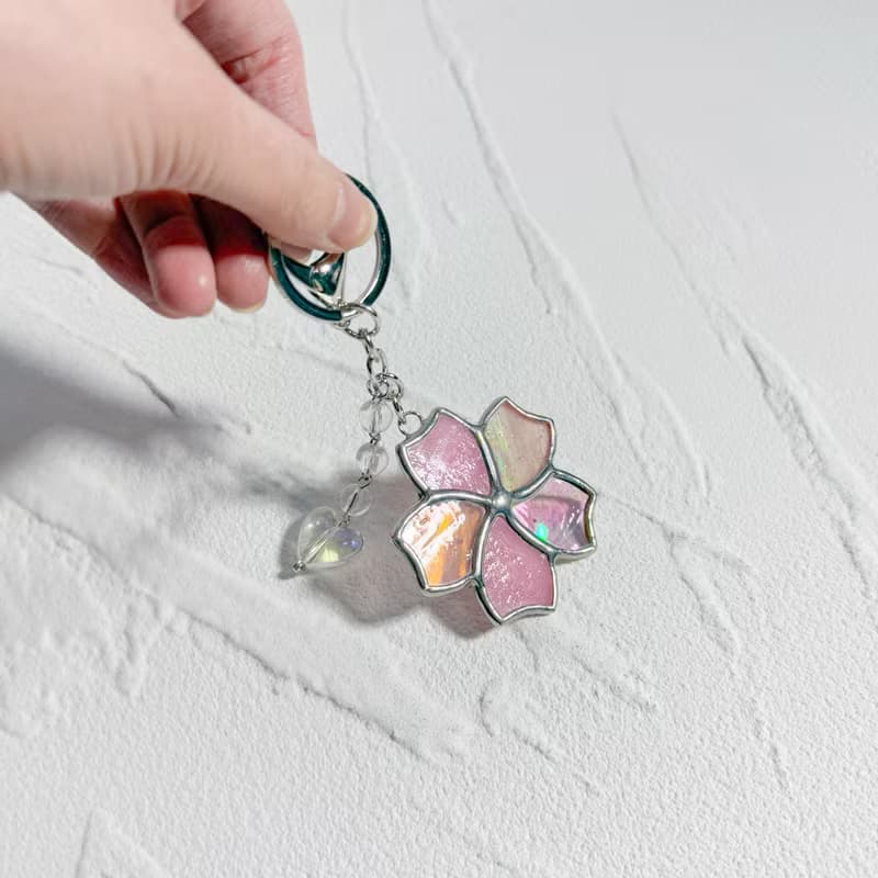 Cherry blossoms Key Ring, Stained glass Keychains, Bag decor, Birthday Gifts