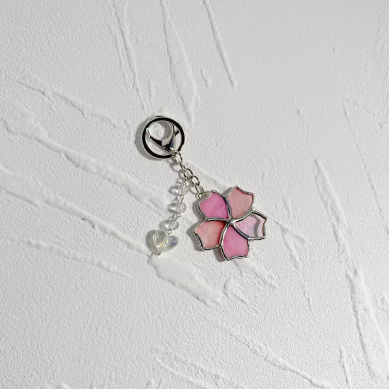 Cherry blossoms Key Ring, Stained glass Keychains, Bag decor, Birthday Gifts