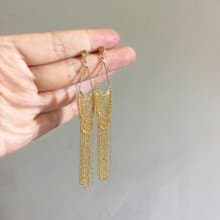 Hi Onion原創斯隆女士小眾純銀鍍金大女主耳釘長款流蘇耳環修臉型