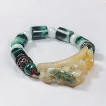 黃翡飄花翡翠蓮花手珠 | 天然緬甸玉A貨翡翠 |  送禮