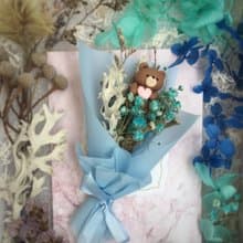 Eudora House 尤朵拉小屋 海水藍 永生花 迷你小熊花束、卡片