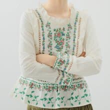 【刺繡花朵】法式復古/嬉皮浪漫/棉質小衫