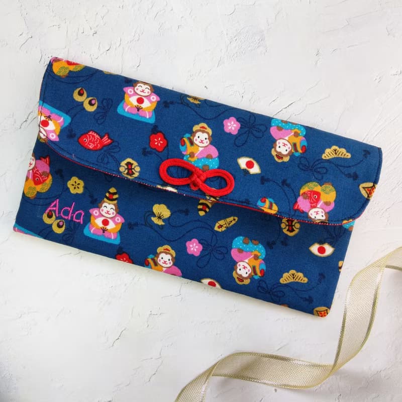 免費繡名字。小猴寶-2色可選。布紅包袋 / 口罩收納袋