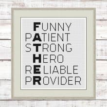 Father's Day Cross Stitch Pattern PDF, Father Cross Stitch Pattern Modern