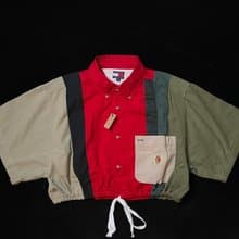 REGETHER 古著改製TOMMY HILFIGER 拼接縮腰襯衫-03