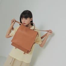 supportingrole 簡約風都市真皮休閒後背包 咖啡