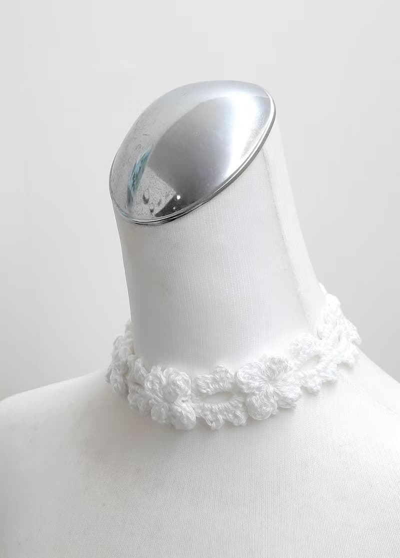 手工編織 空靈系花卉頸鍊。項鍊/choker/脖子飾品/鎖骨鍊/森林系