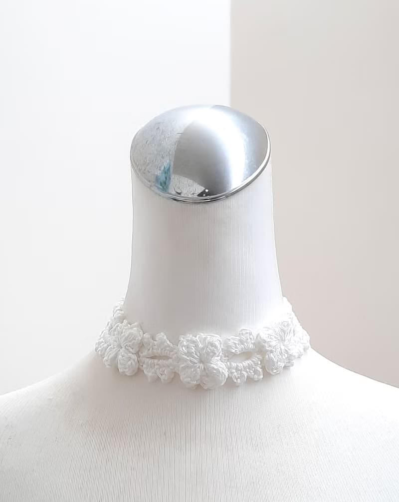 手工編織 空靈系花卉頸鍊。項鍊/choker/脖子飾品/鎖骨鍊/森林系