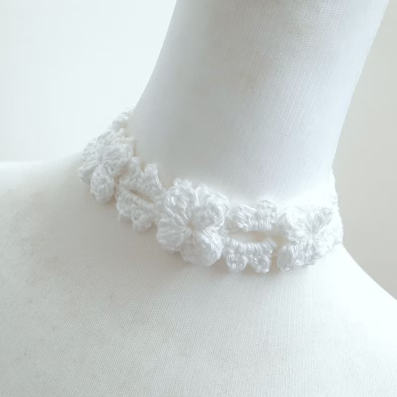 手工編織 空靈系花卉頸鍊。項鍊/choker/脖子飾品/鎖骨鍊/森林系