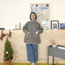 小高領灰色太空棉上衣