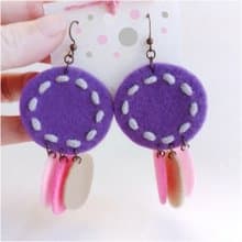Unique Cute free-form dangle earrings design with hand-stitching on hard felt