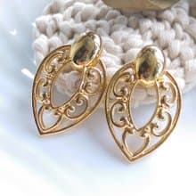 Vintage Jewelry 西洋古董飾品 AVON 金色調 簍空 優美 針式耳環