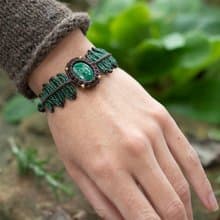 Forest Needle Charm Bracelet, malachite bracelet, macrame jewelry