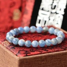 原礦水青色藍晶石手珠 8mm 冥想石 藍晶石手鍊 飾品 串珠設計