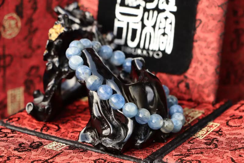 原礦水青色藍晶石手珠 8mm 冥想石 藍晶石手鍊 飾品 串珠設計