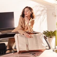 Daydreaming Oversized Canvas Leather Weekender Bag - Ivory