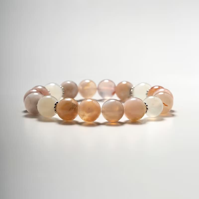 櫻花瑪瑙 月光石925銀 水晶手鍊 | 一圖一物