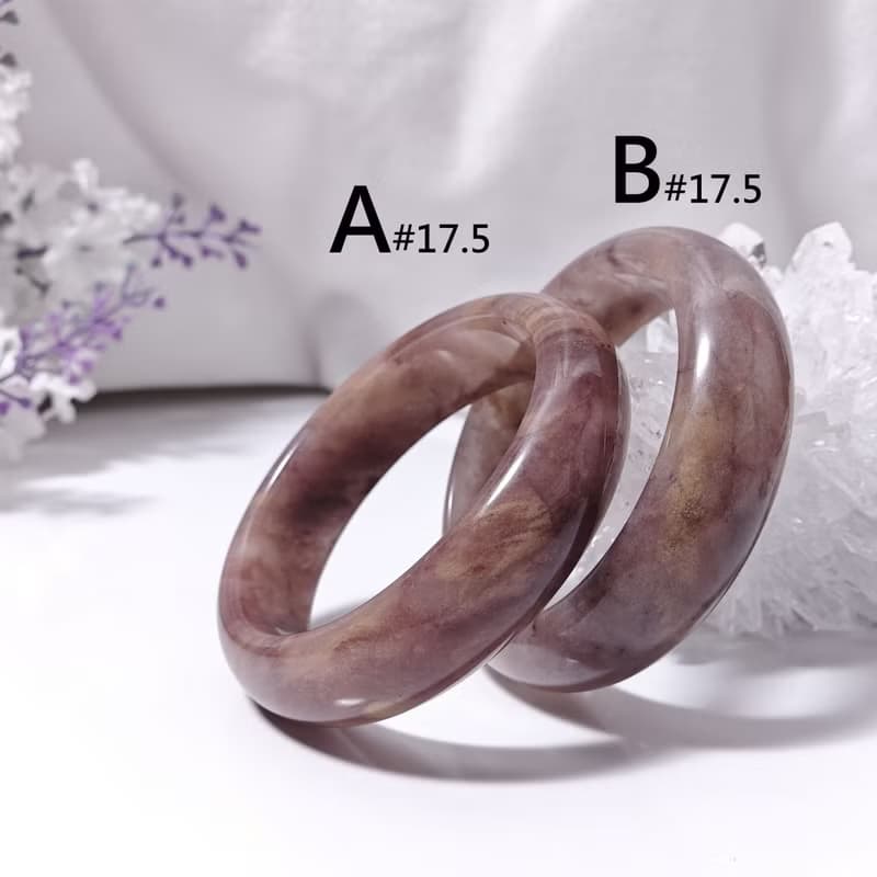 冰種紫紅金色瑪瑙 玉瓍 水墨風 事業成功 招財 手鐲 17.5cm 禮物