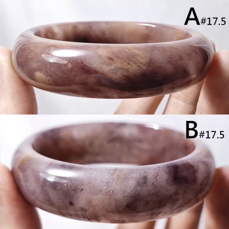 冰種紫紅金色瑪瑙 玉瓍 水墨風 事業成功 招財 手鐲 17.5cm 禮物