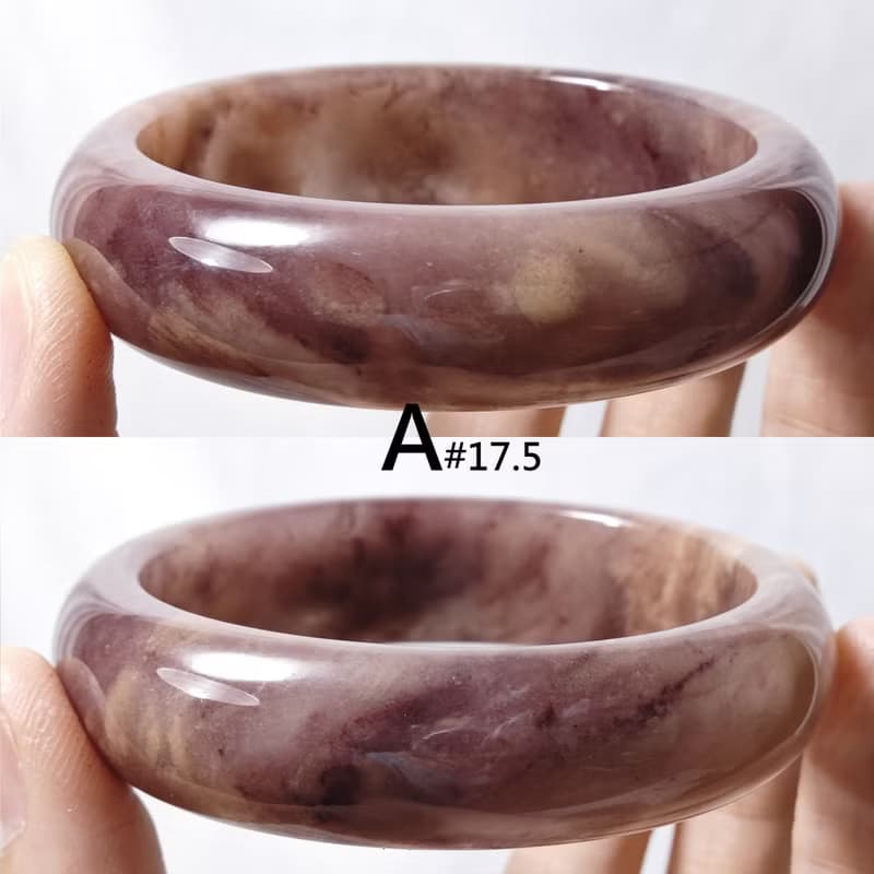 冰種紫紅金色瑪瑙 玉瓍 水墨風 事業成功 招財 手鐲 17.5cm 禮物