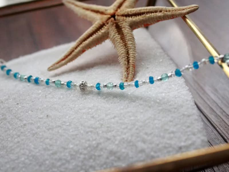 Journal 星砂糖罐-蒼風 / 天然磷灰石、月光石、珍珠純銀手鍊