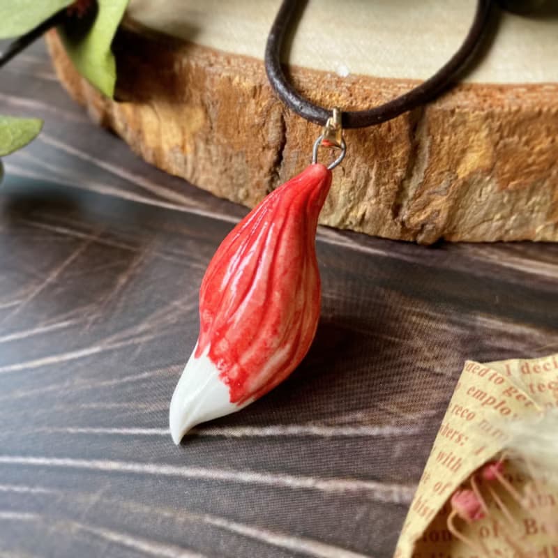 【母親節優惠 擴香項鍊】香水精油項鍊紅狐狸尾巴|手作陶藝|