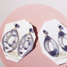 秋冬限定 透明黑色細閃 冷淡風  不規則異型耳飾\耳釘